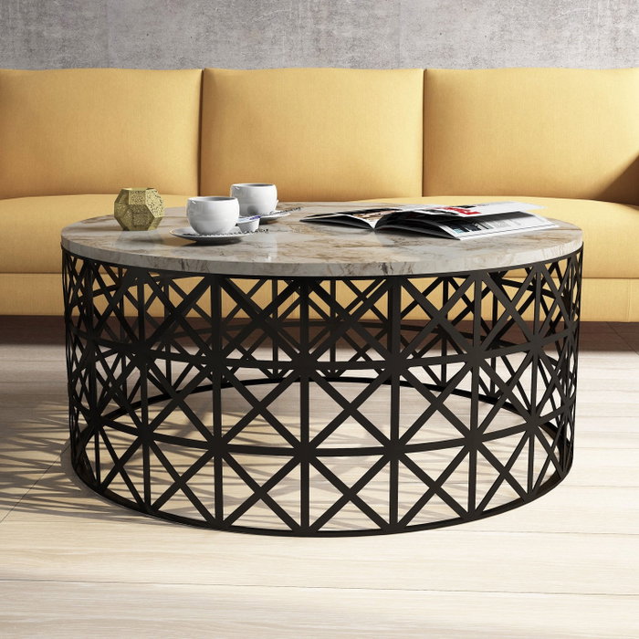 Hanah Home Mesa de Centro Selin - White Marble Hanah Home Mesa de Centro Selin - White Marble